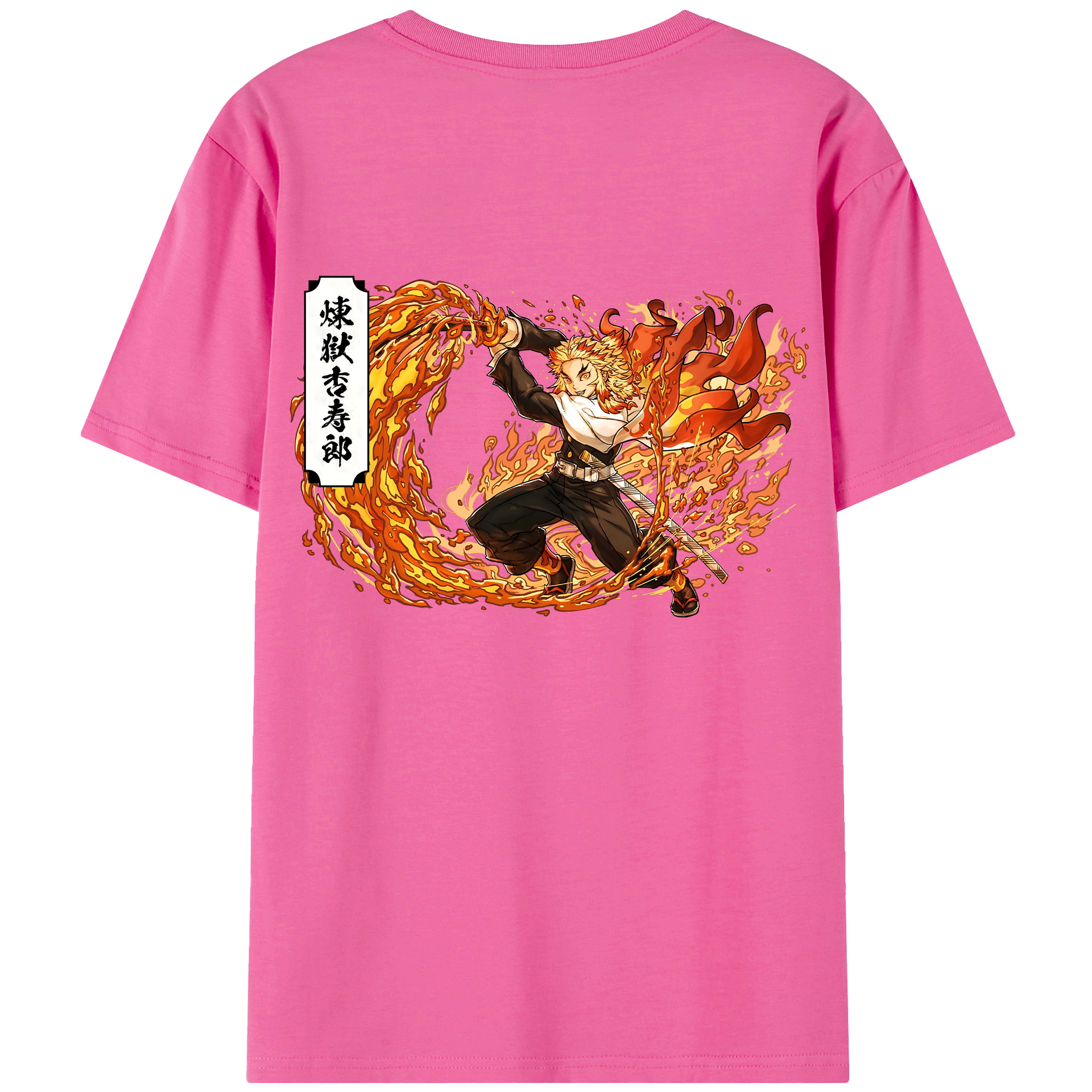 （画像用） 鬼滅の刃（きめつのやいば）炎柱-煉󠄁獄 杏寿郎／れんごく きょうじゅろう Rengoku Kyoujurou レディース半袖Tシャツ(バックプリント)